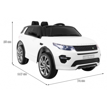 Land Rover Discovery dla dzieci Biały + Pilot + 5-pkt pasy + Regulacja siedzenia + EVA + MP3 LED